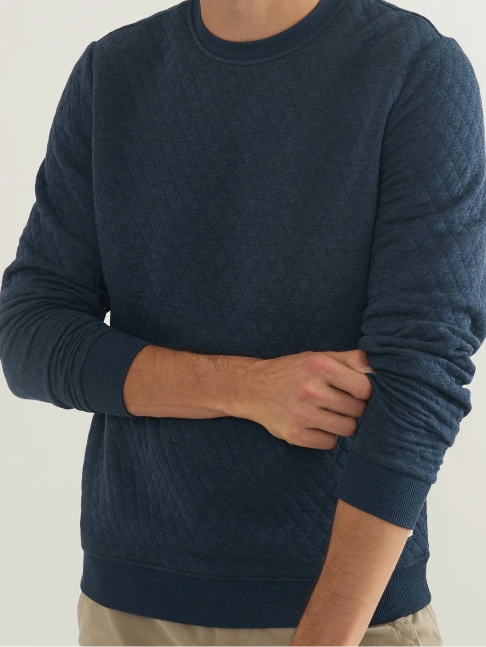 Marine Layer | Men's Corbet Quilted Crewneck in Navy Heather | Super Soft | M